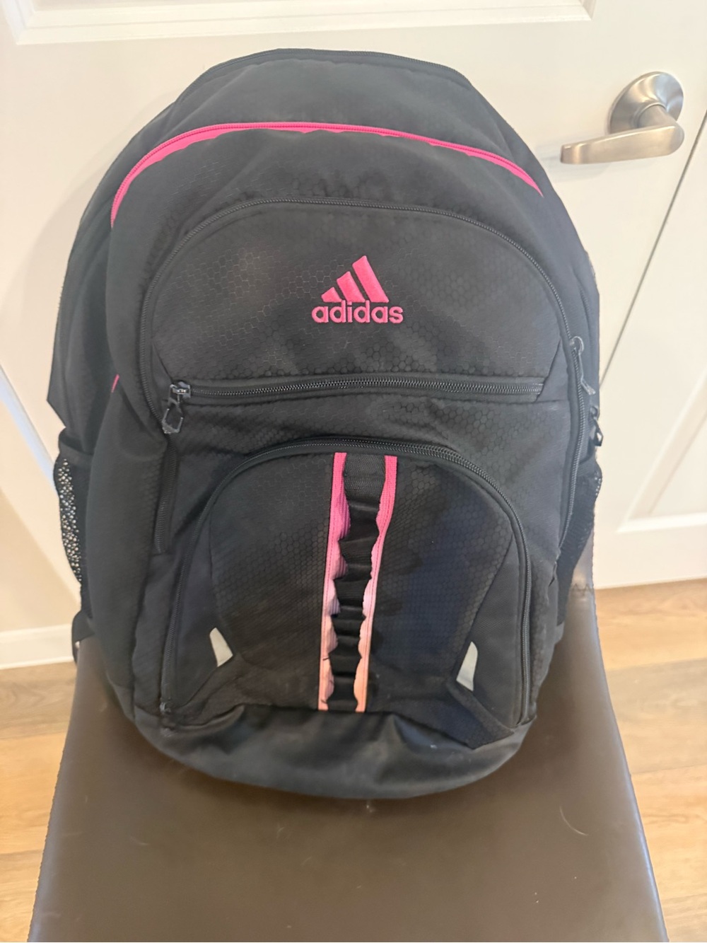 adidas Black Backpack with Pink Trim and Logo